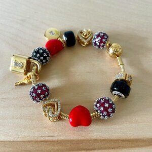 New Pandora snake chain bracelet with twelve charms -- 7.1 inch